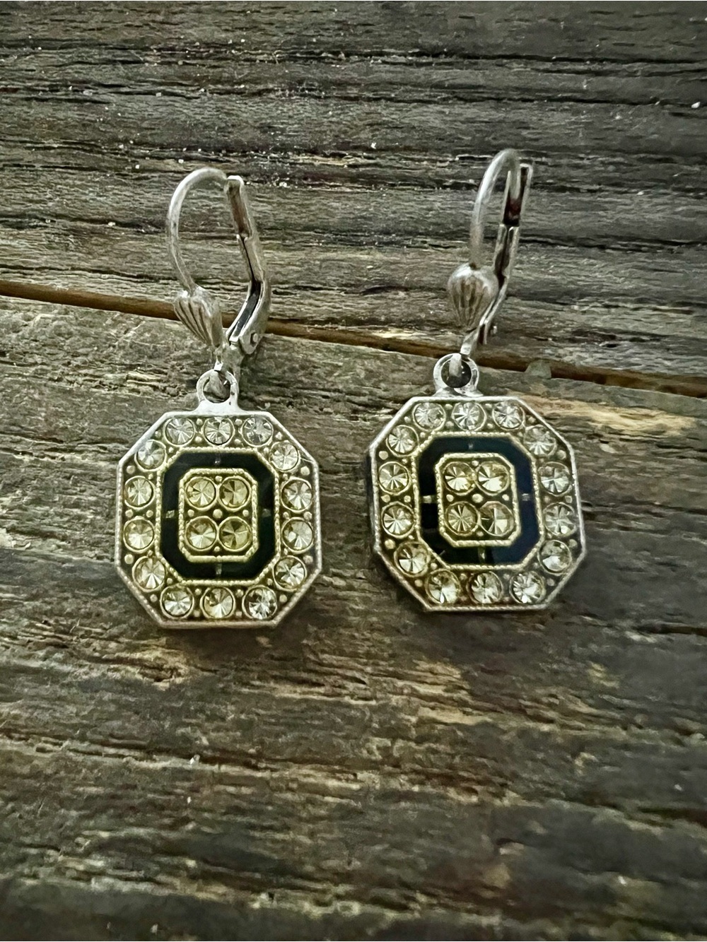 Art Deco Style Octagon Crystal Drop Earrings - La Vie Parisienne